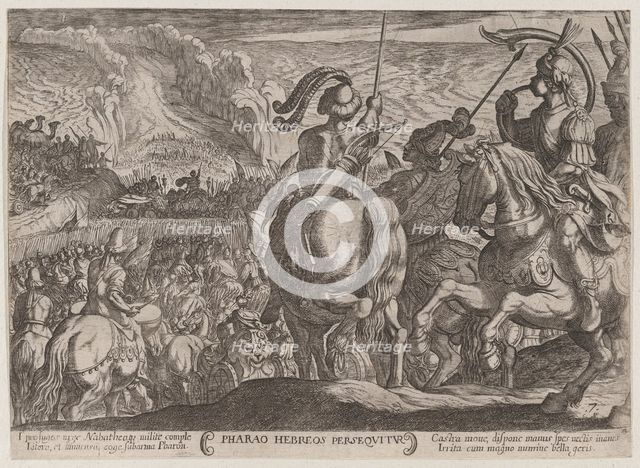 Plate 7: The Egyptians Pursuing the Israelites, from 'The Battles of the Old ..., ca. 1590-ca. 1610. Creator: Antonio Tempesta.