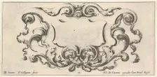 Plate 7: a cartouche with the mask of an ogre at top center, scrollwork to either s..., ca. 1640-45. Creator: Francois Collignon
