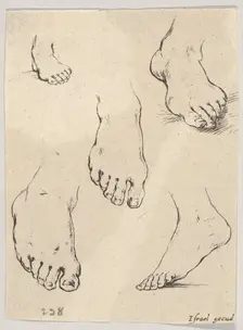 Plate 7: Five feet, from The Book for Learning to Draw (Livre pour apprendre à dessi..., ca. 1649. Creator: Stefano della Bella