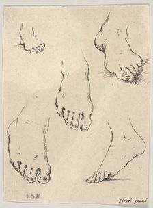 Plate 7: Five feet, from The Book for Learning to Draw (Livre pour apprendre à dessi..., ca. 1649. Creator: Stefano della Bella