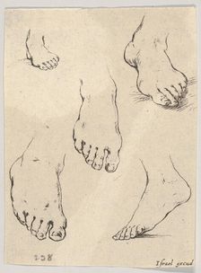Plate 7: Five feet, from The Book for Learning to Draw (Livre pour apprendre à dessi..., ca. 1649. Creator: Stefano della Bella