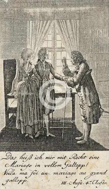 Plate 7 for C. L. Bretzner's 'The Marriage Broker', 1784. Creator: Daniel Nikolaus Chodowiecki.