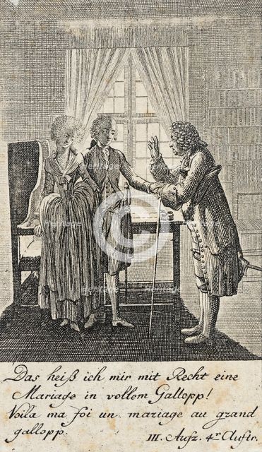 Plate 7 for C. L. Bretzner's 'The Marriage Broker', 1784. Creator: Daniel Nikolaus Chodowiecki.