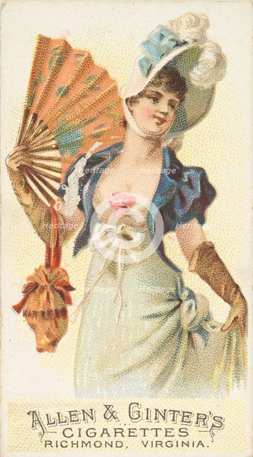 Plate 7, from the Fans of the Period series (N7) for Allen & Ginter Cigarettes Brands, 1889. Creator: Allen & Ginter.