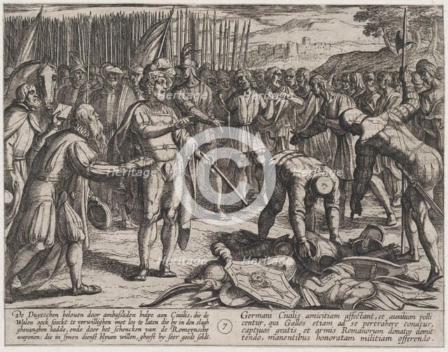 Plate 7: German Envoys Visit Civilis, from The War of the Romans Against the Batavians (Ro..., 1611. Creator: Antonio Tempesta.