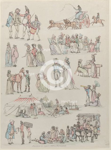 Plate 7, Outlines of Figures, Landscapes and Cattle...for the Use of Learners, Ju..., June 27, 1790. Creator: Thomas Rowlandson.