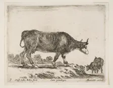 Plate 7: ox, from Various animals (Diversi animali), ca. 1641. Creator: Stefano della Bella