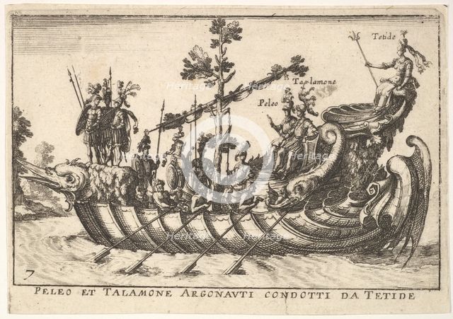 Plate 7: Peleo et Talamone Argonauti condotti da Tetide, from The magnificent pageant on t..., 1664. Creator: Unknown.