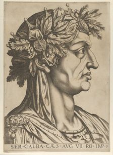 Plate 7: Servius Galba in profile to the right, from The Twelve Caesars 1610-40. Creator: Anon
