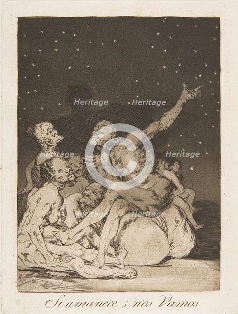 Plate 71 from 'Los Caprichos': When day breaks we will be off (Si amanece; nos Vamos.), 1799. Creator: Francisco Goya.
