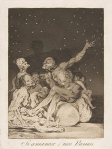 Plate 71 from Los Caprichos': When day breaks we will be off (Si amanece; nos Vamos.), 1799. Creator: Francisco Goya