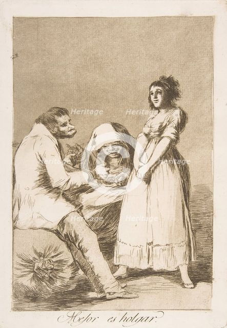 Plate 73 from 'Los Caprichos': It is better to be lazy (Mejor es holgar.), 1799. Creator: Francisco Goya.