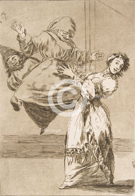 Plate 74 from 'Los Caprichos': Don't scream, stupid (No grites, tonta), 1799. Creator: Francisco Goya.