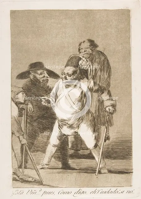Plate 76 from 'Los Caprichos':You understand?... well, as I say... eh! Look out! otherwise..., 1799. Creator: Francisco Goya.