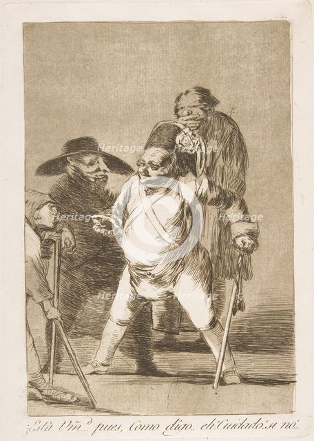 Plate 76 from 'Los Caprichos':You understand?... well, as I say... eh! Look out! otherwise..., 1799. Creator: Francisco Goya.