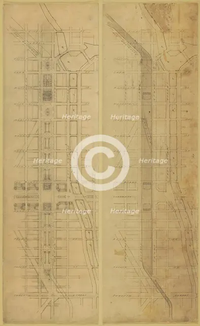 Plate 78 (2 Drawings) from The Plan of Chicago, 1909: Suggested Location and Arrangement of the... Creator: Daniel Burnham.