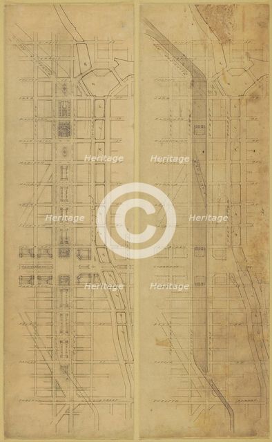 Plate 78 (2 Drawings) from The Plan of Chicago, 1909: Suggested Location and Arrangement of the... Creator: Daniel Burnham.
