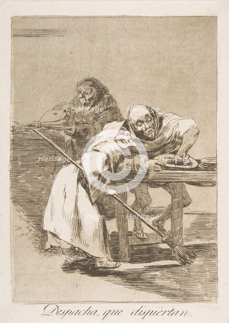 Plate 78 from 'Los Caprichos': Be quick, they are waking up (Despacha, que dispiertan.), 1799. Creator: Francisco Goya.