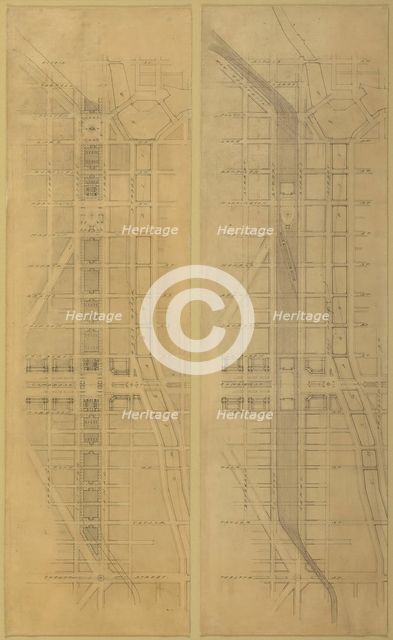 Plate 79 (2 Drawings) from The Plan of Chicago, 1909: Suggested Location and Arrangement of the... Creator: Daniel Burnham.