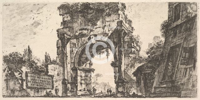 Plate 8: Arch of Drusus at the Porta S. Sebastiano in Rome (Arco di Druso alla Porta d..., ca. 1748. Creator: Giovanni Battista Piranesi.