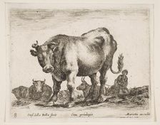Plate 8: cow, from Various animals (Diversi animali), ca. 1641. Creator: Stefano della Bella