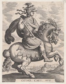 Plate 8: Emperor Otho on Horseback, from The First Twelve Roman Caesars after Tempes..., 1610-50. Creator: Matthaus Merian