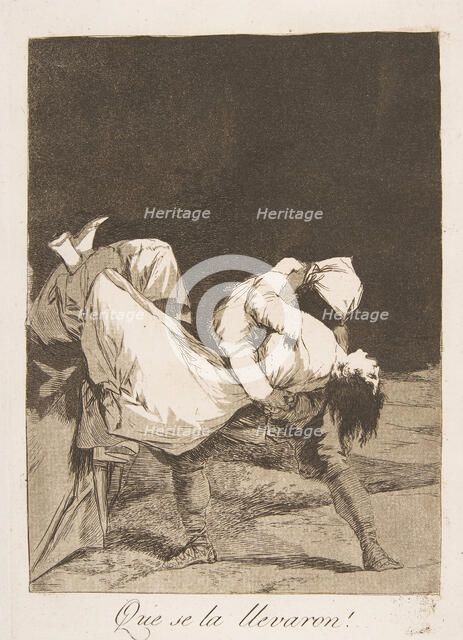 Plate 8 from 'Los Caprichos': They carried her off! (Que se la llevaron!), 1799. Creator: Francisco Goya.