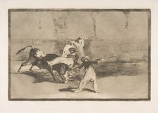 Plate 8 from the Tauromaquia':A Moor Caught by the Bull in the ring., 1816. Creator: Francisco Goya