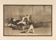 Plate 8 from the Tauromaquia': A moor caught by the bull in the ring, ca. 1816. Creator: Francisco Goya