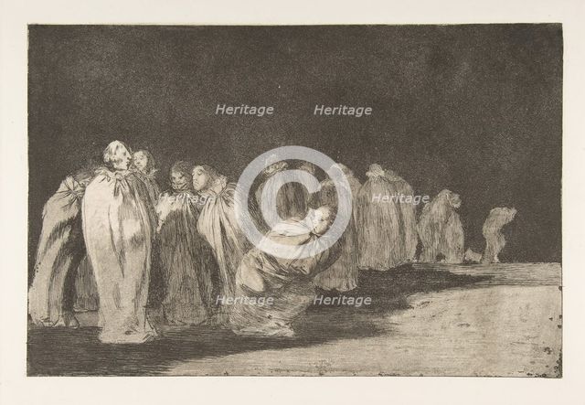 Plate 8 from the 'Disparates': The men in sacks, ca. 1816-23 (published 1864). Creator: Francisco Goya.