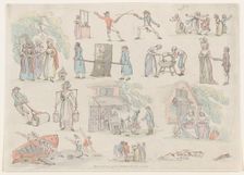 Plate 8, Outlines of Figures, Landscapes and Cattle...for the Use of Learners, Ju..., June 20, 1790. Creator: Thomas Rowlandson