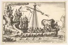 Plate 8: Polyphemus and Palemonius led by Ceres (Polifemo e Palemonio Argonauti condotti d..., 1664. Creator: Unknown