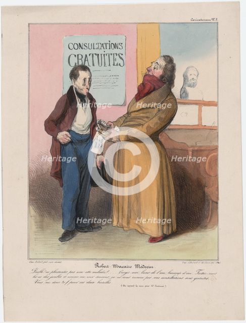 Plate 8: Robert Macaire Médecin, 1838.  Creator: Honore Daumier.