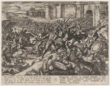 Plate 9: The Romans Defeated by the Dutch Troops at Bonna, from The War of the Romans Agai..., 1611. Creator: Antonio Tempesta