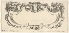 Plate 9: a cartouche with the head of a ram at top center, flowers at top left and ..., ca. 1640-45. Creator: Francois Collignon