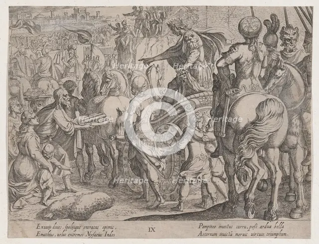 Plate 9: Alexander's Triumphal Entry into Babylon, from The Deeds of Alexander the Great, ..., 1608. Creator: Antonio Tempesta.
