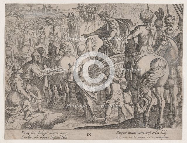 Plate 9: Alexander's Triumphal Entry into Babylon, from The Deeds of Alexander the Great, ..., 1608. Creator: Antonio Tempesta.
