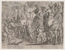 Plate 9: Alexander's Triumphal Entry into Babylon, from The Deeds of Alexander the Great, ..., 1608. Creator: Antonio Tempesta