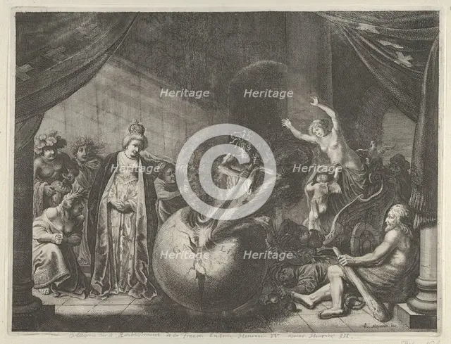 Plate 9: Allegory on the Discord in France, from Caspar Barlaeus, "Medicea Hospes", 1638. Creator: Pieter Nolpe.