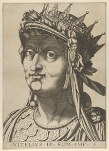 Plate 9: Aulus Vitellius with his head turned slightly to the left, from The Twelve Ca..., 1610-40. Creator: Anon