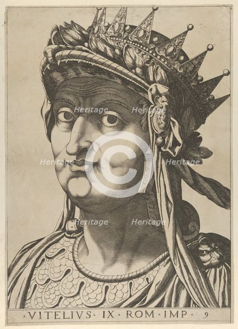Plate 9: Aulus Vitellius with his head turned slightly to the left, from 'The Twelve Ca..., 1610-40. Creator: Anon.