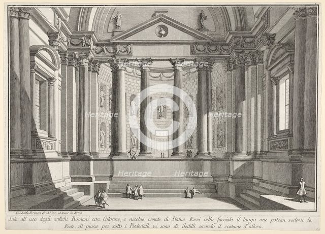 Plate 9: 'Colonnaded hall according to the custom of the ancient Romans, and niches adorne..., 1743. Creator: Giovanni Battista Piranesi.