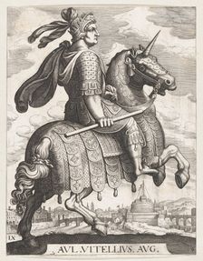Plate 9: Emperor Vitellius on Horseback, from The First Twelve Roman Caesars after Te..., 1610-50. Creator: Matthaus Merian