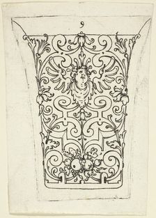 Plate 9, from twenty ornamental designs for goblets and beakers, 1604. Creator: Master AP