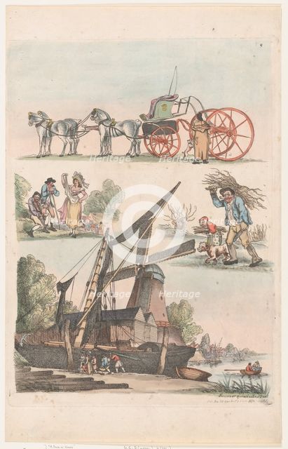 Plate 9, Outlines of Figures, Landscapes and Cattle...for the Use of Learners,..., January 20, 1791. Creator: Thomas Rowlandson.