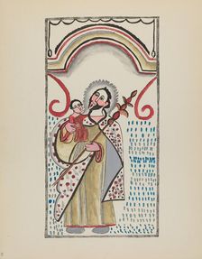 Plate 9: Saint Joseph & Child: From Portfolio "Spanish Colonial Designs of New Mexico", 1935/1942. Creator: Unknown