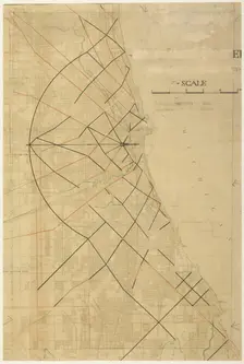 Plate 91 from The Plan of Chicago, Chicago, Proposed Diagonal Arteries, 1909. Creator: Daniel Burnham
