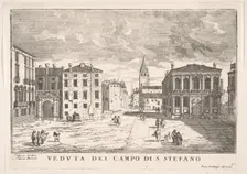 Plate 95: View of Campo Santo Stefano with the Loredan Palace and Morosini Palace, Venice..., 1703. Creator: Luca Carlevarijs