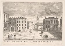 Plate 95: View of Campo Santo Stefano with the Loredan Palace and Morosini Palace, Venice..., 1703. Creator: Luca Carlevarijs