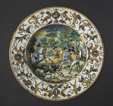 Plate: A Boar Hunt, c. 1560. Creator: Unknown